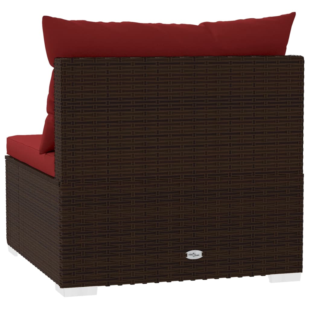 vidaXL 3 Seat Patio Sofa with Cushions Brown Poly Rattan