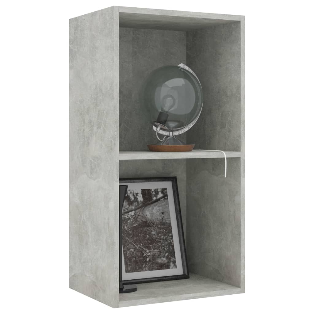 vidaXL 2-Tier Book Cabinet Concrete Gray 15.7"x11.8"x30.1" Engineered Wood