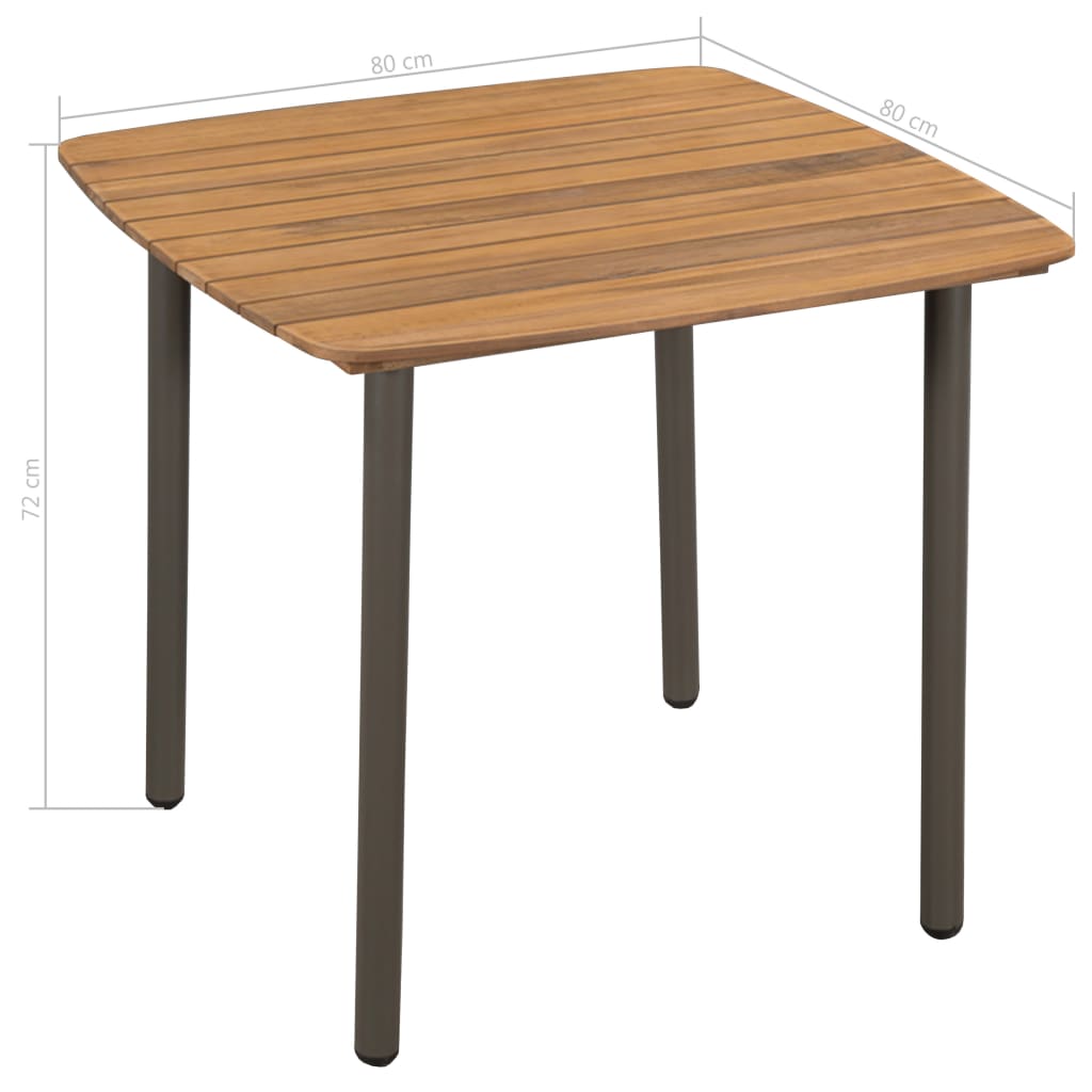 vidaXL Patio Table 31.5"x31.5"x28.3" Solid Acacia Wood and Steel