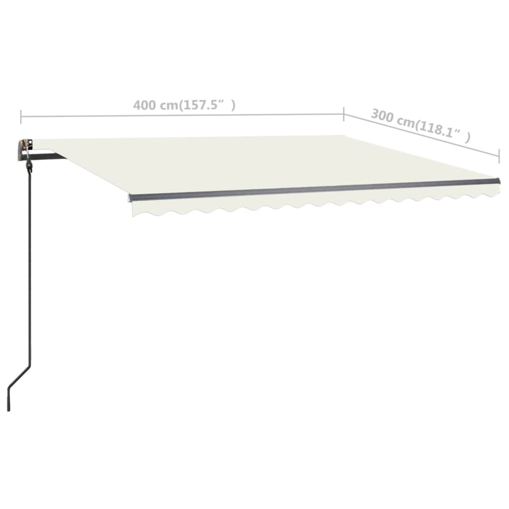 vidaXL Manual Retractable Awning with LED 13.1'x9.8' Cream