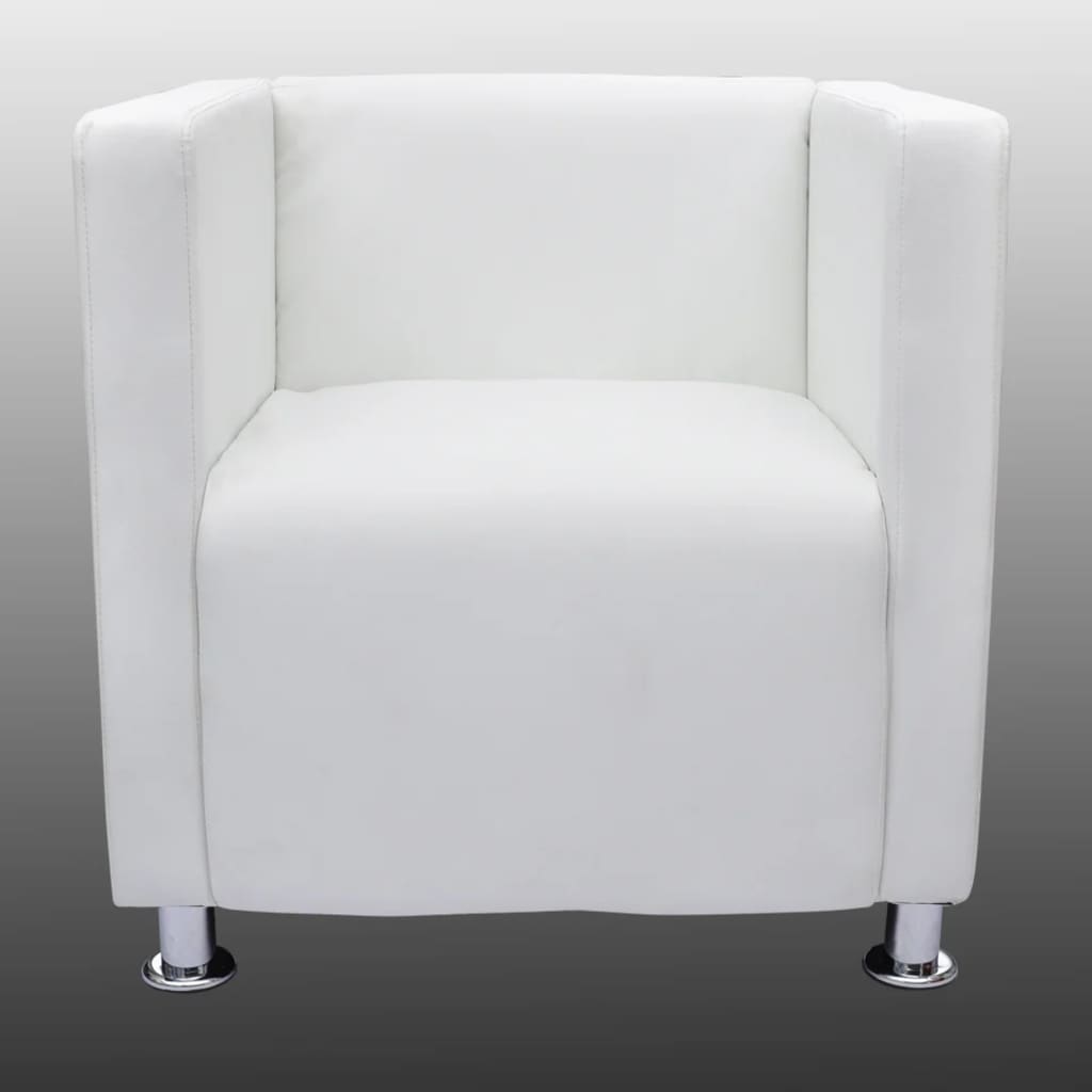 vidaXL Cube Armchair White Faux Leather