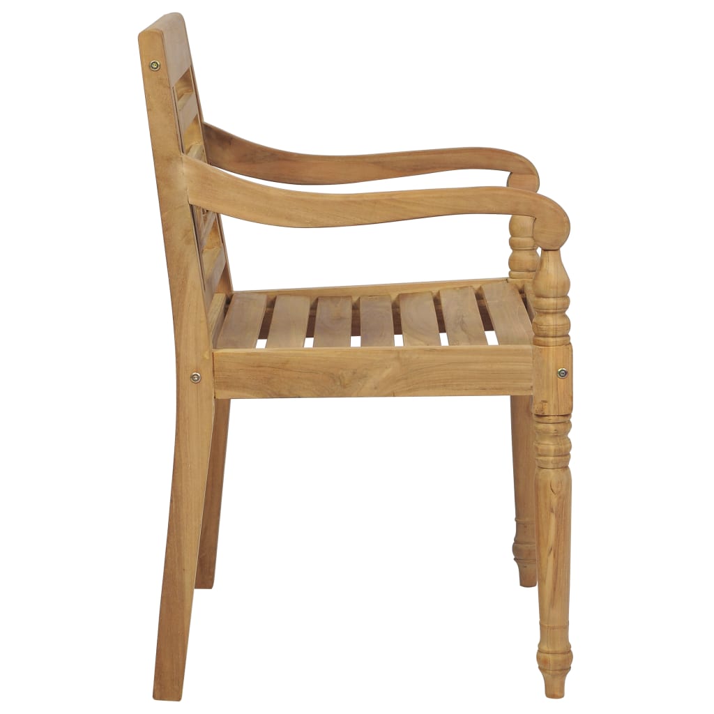 vidaXL Batavia Chairs 2 pcs with Black Cushions Solid Teak Wood