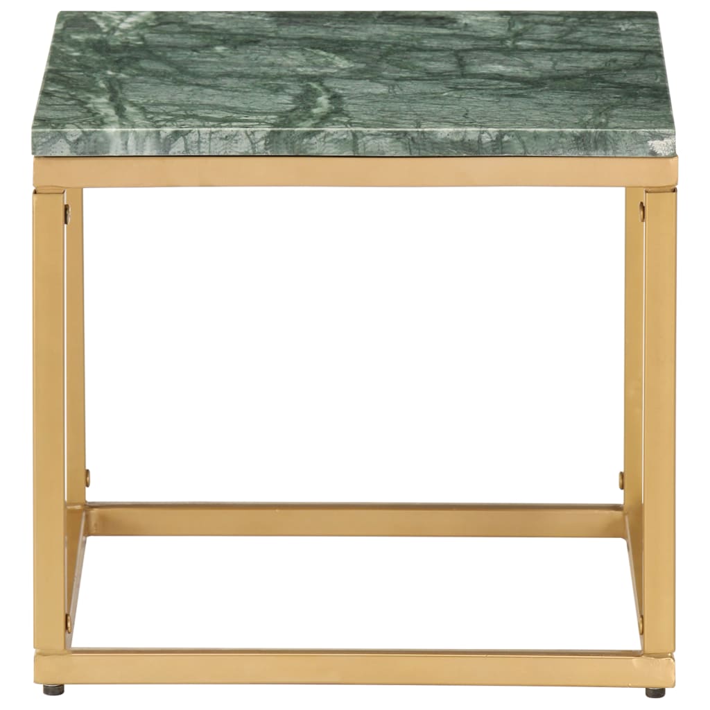 vidaXL Coffee Table Green 15.7"x15.7"x13.8" Real Stone with Marble Texture
