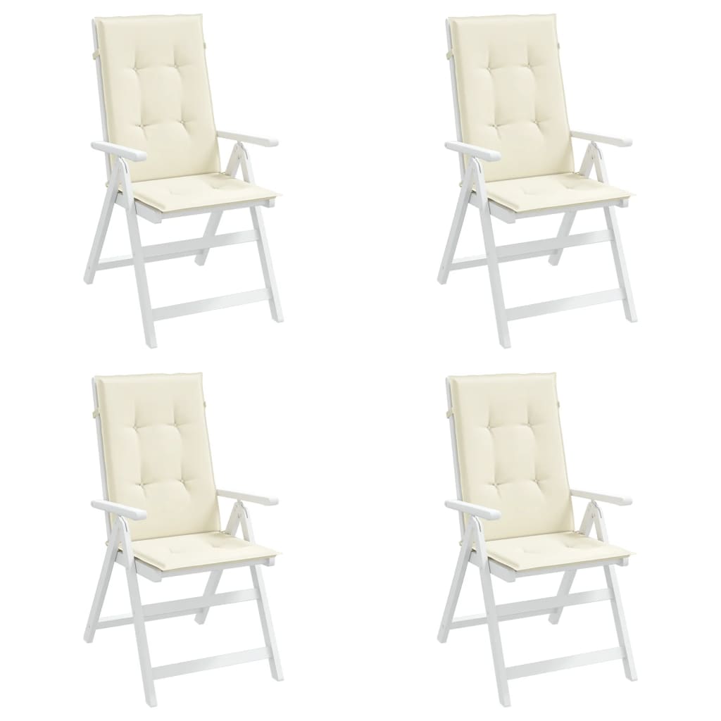 vidaXL Garden Highback Chair Cushions 4 pcs Cream 47.2"x19.7"x1.2" Fabric