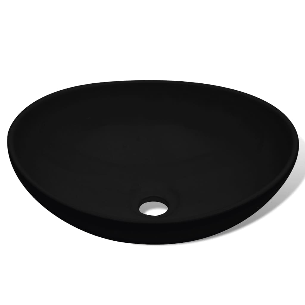 Luxury Ceramic Basin Oval-shaped Sink Black 15.7" x 13"