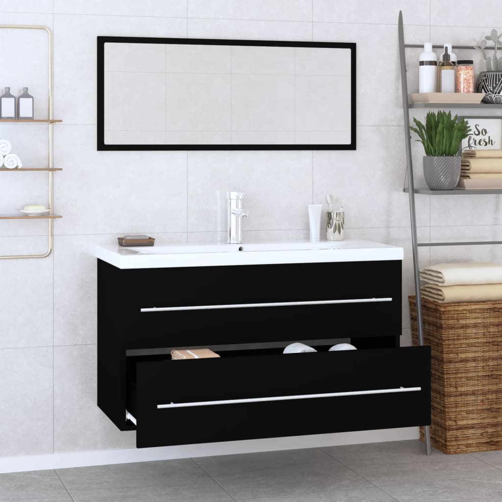 vidaXL 3 Piece Bathroom Furniture Set Black