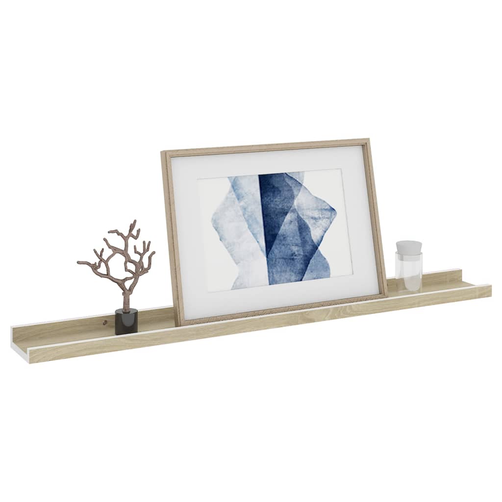 vidaXL Wall Shelves 2 pcs White and Sonoma Oak 31.5"x3.5"x1.2"