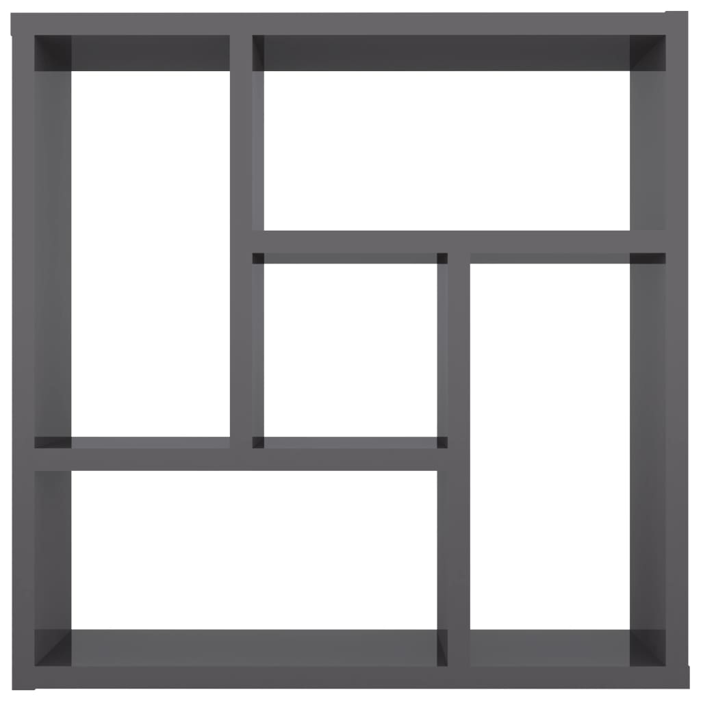 vidaXL Wall Shelf High Gloss Gray 17.8"x6.3"x17.8" Engineered Wood