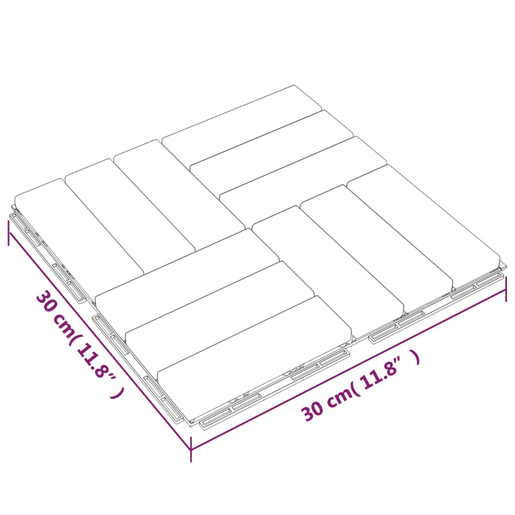 vidaXL Decking Tiles 30 pcs 11.8"x11.8" Solid Wood Teak