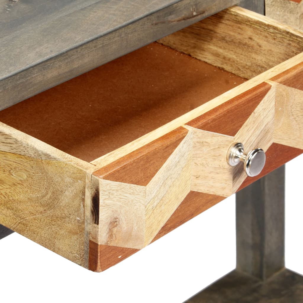 vidaXL Console Table Gray 33.9"x11.8"x29.9" Solid Mango Wood