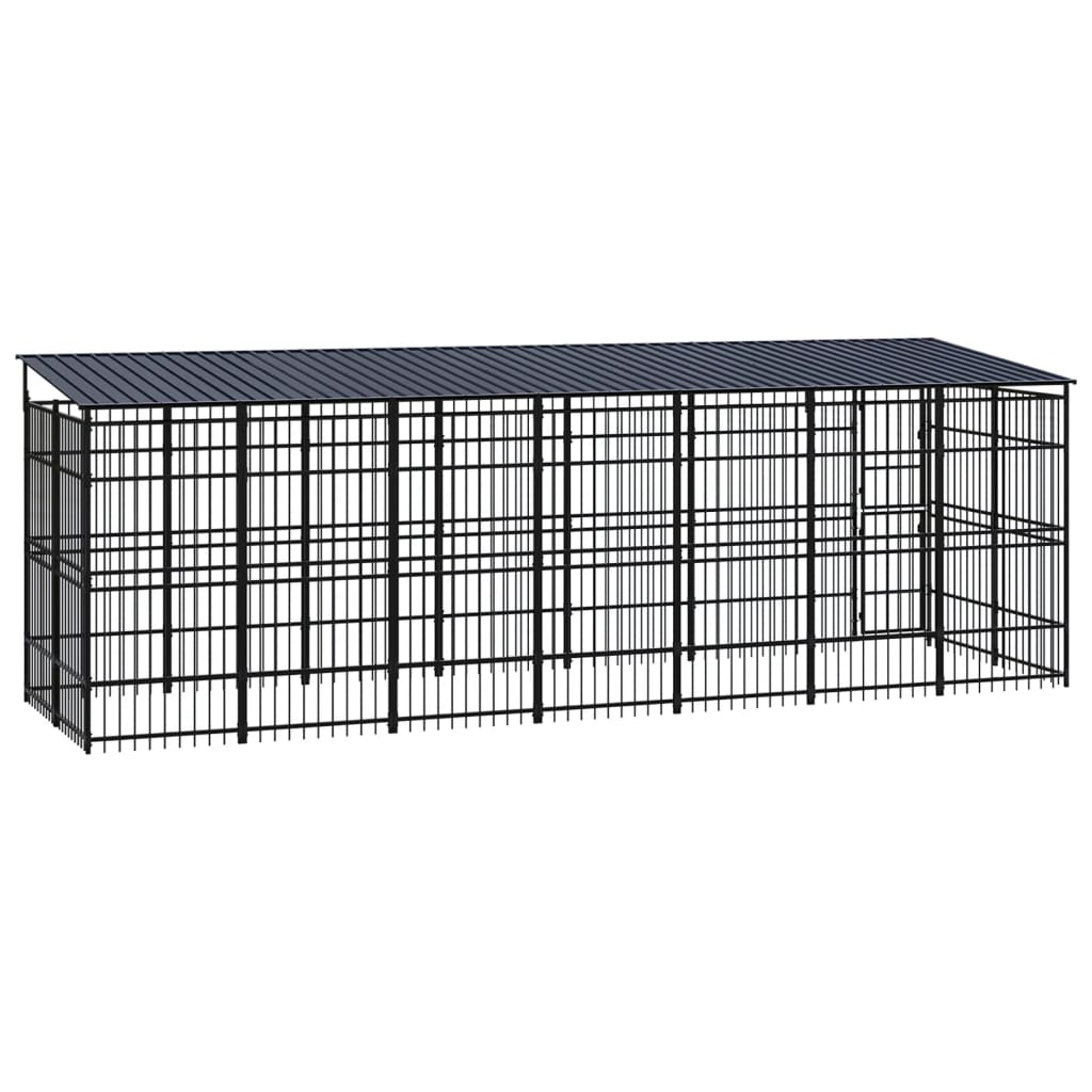 vidaXL Outdoor Dog Kennel with Roof Steel 138.9 ft²