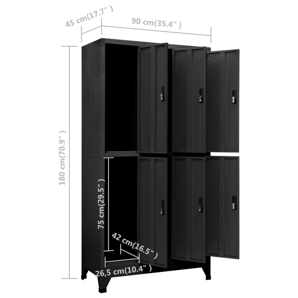 vidaXL Locker Cabinet Anthracite 35.4"x17.7"x70.9" Steel