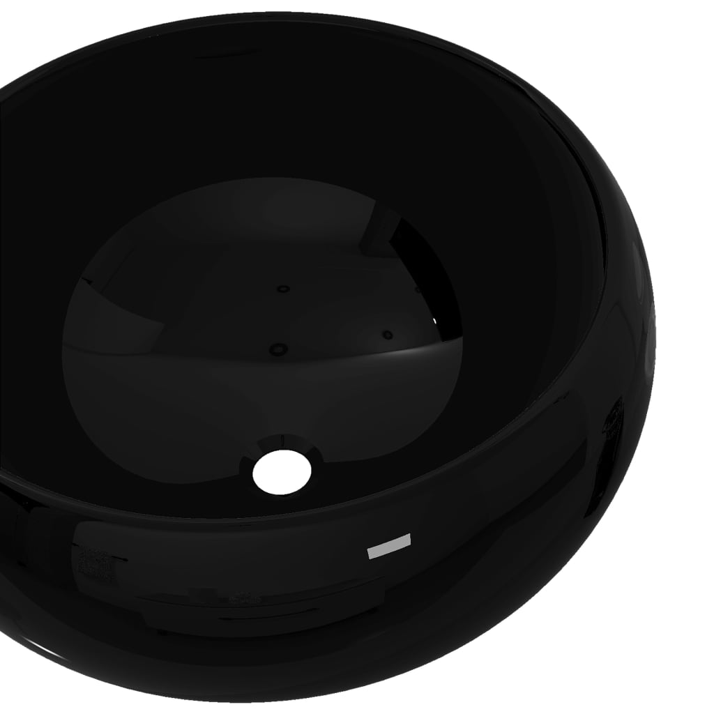 vidaXL Basin Ceramic Round Black 15.7"x5.9"