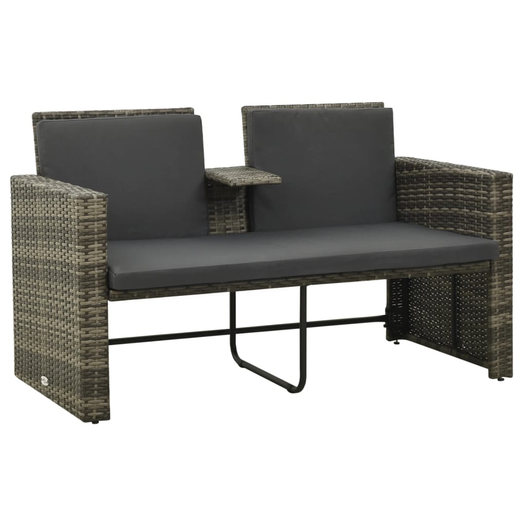 vidaXL 3 Piece Patio Lounge Set with Cushions Poly Rattan Gray