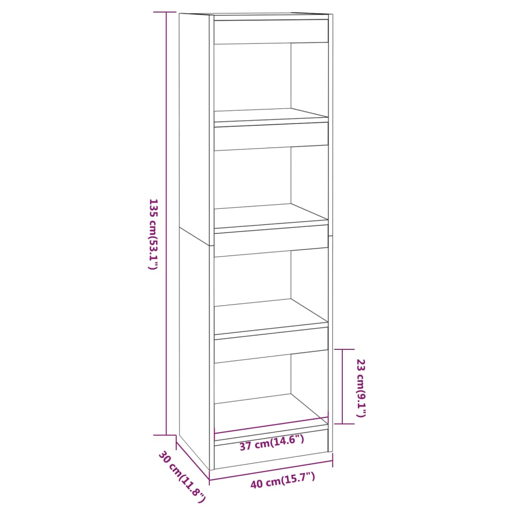 vidaXL Book Cabinet/Room Divider High Gloss White 15.7"x11.8"x53.1"