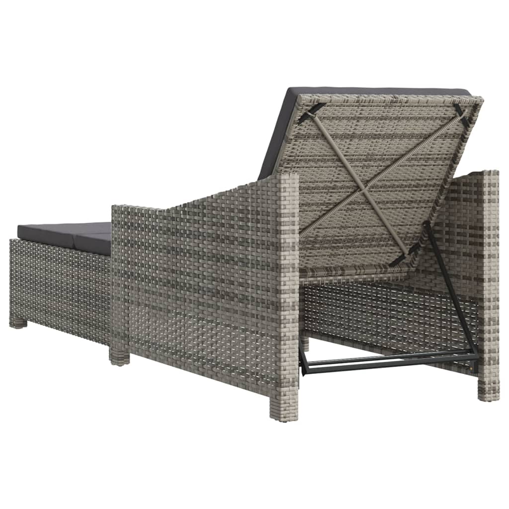 vidaXL Sun Lounger with Dark Gray Cushion Poly Rattan Gray