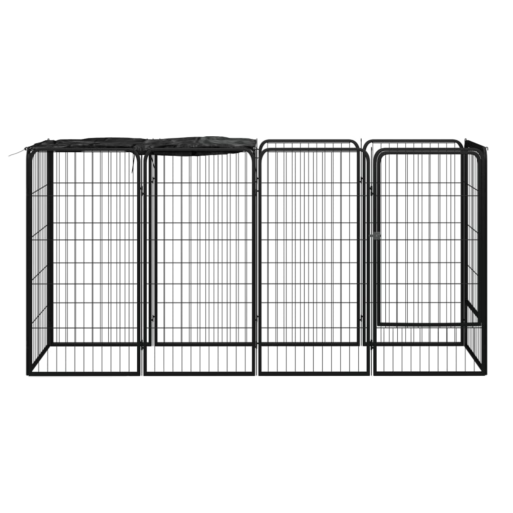 vidaXL 10-Panel Dog Playpen Black 19.7"x39.4" Powder-coated Steel