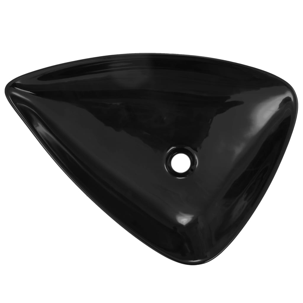 vidaXL Basin Ceramic Black Triangle 25.4"x17.9"x4.5"