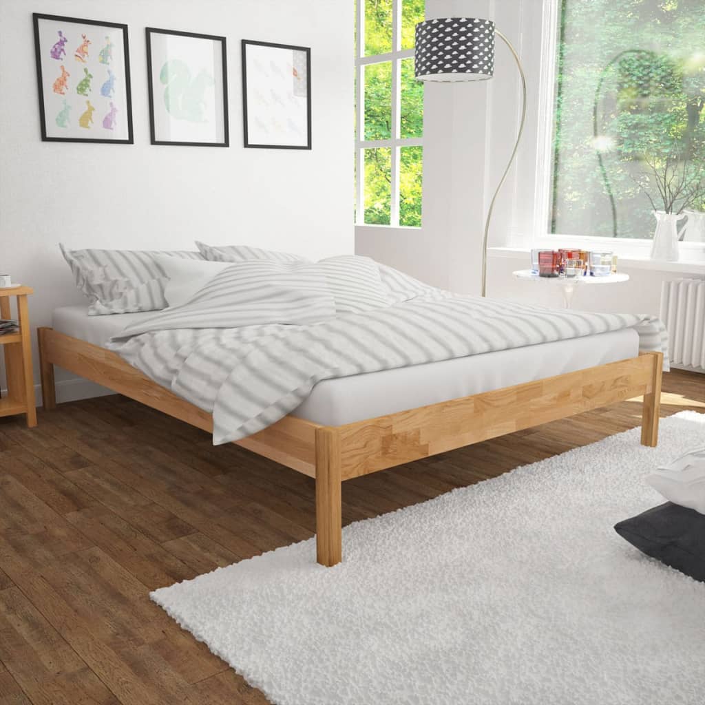 vidaXL Bed Frame Solid Oak Wood 59.8"x79.9"