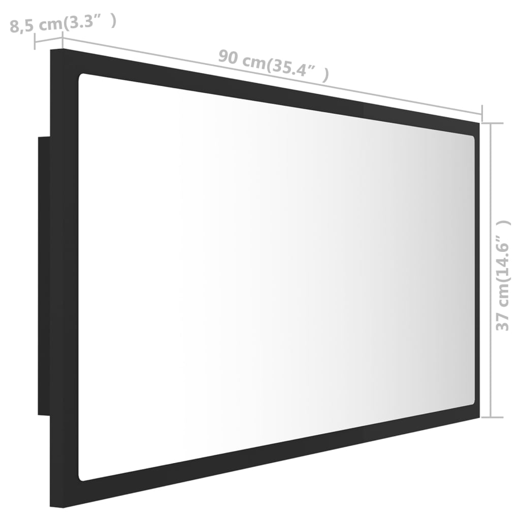 vidaXL LED Bathroom Mirror Gray 35.4"x3.3"x14.6" Engineered Wood
