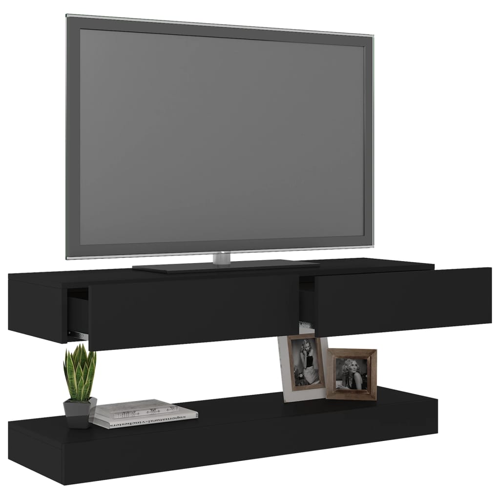 vidaXL TV Stand with LED Lights Black 47.2"x13.8"