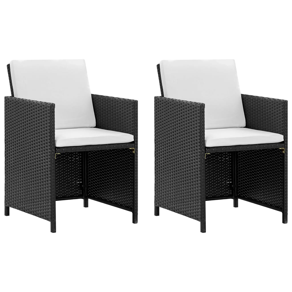 vidaXL 5 Piece Patio Dining Set with Cushions Poly Rattan Black