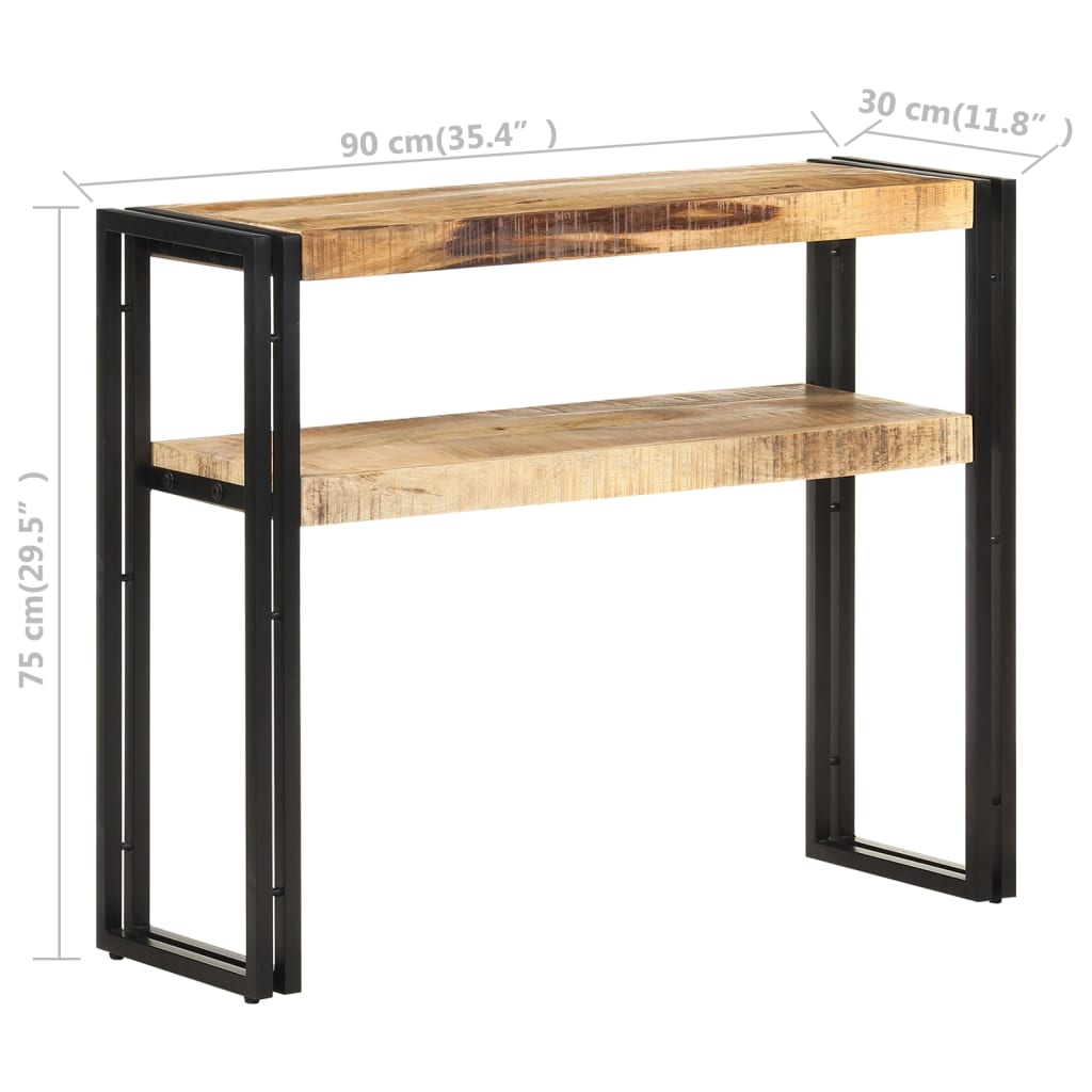 vidaXL Console Table 35.4"x11.8"x29.5" Rough Mango Wood