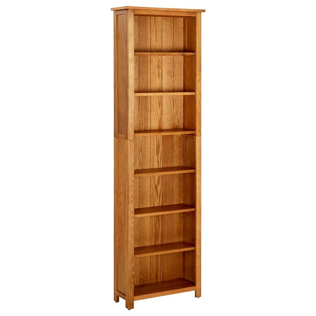 vidaXL 7Tier Bookcase 23.6"x8.6"x78.7" Solid Oak Wood