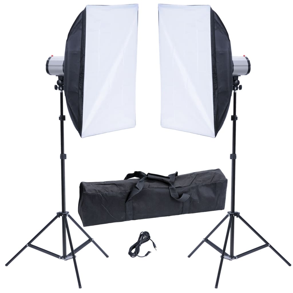 Studio Set: 2 Flash Lights 120 W/s with 2 Tripods & 2 Softboxes