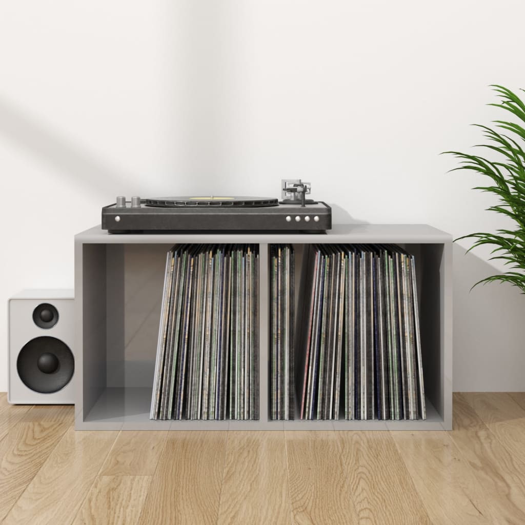 vidaXL Vinyl Storage Box High Gloss Gray 28" x 13.4" x 14.2" Engineered Wood