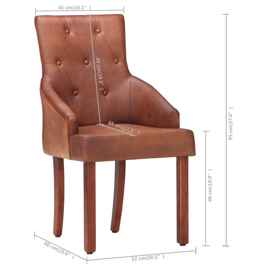 vidaXL Dining Chairs 4 pcs Brown Real Goat Leather