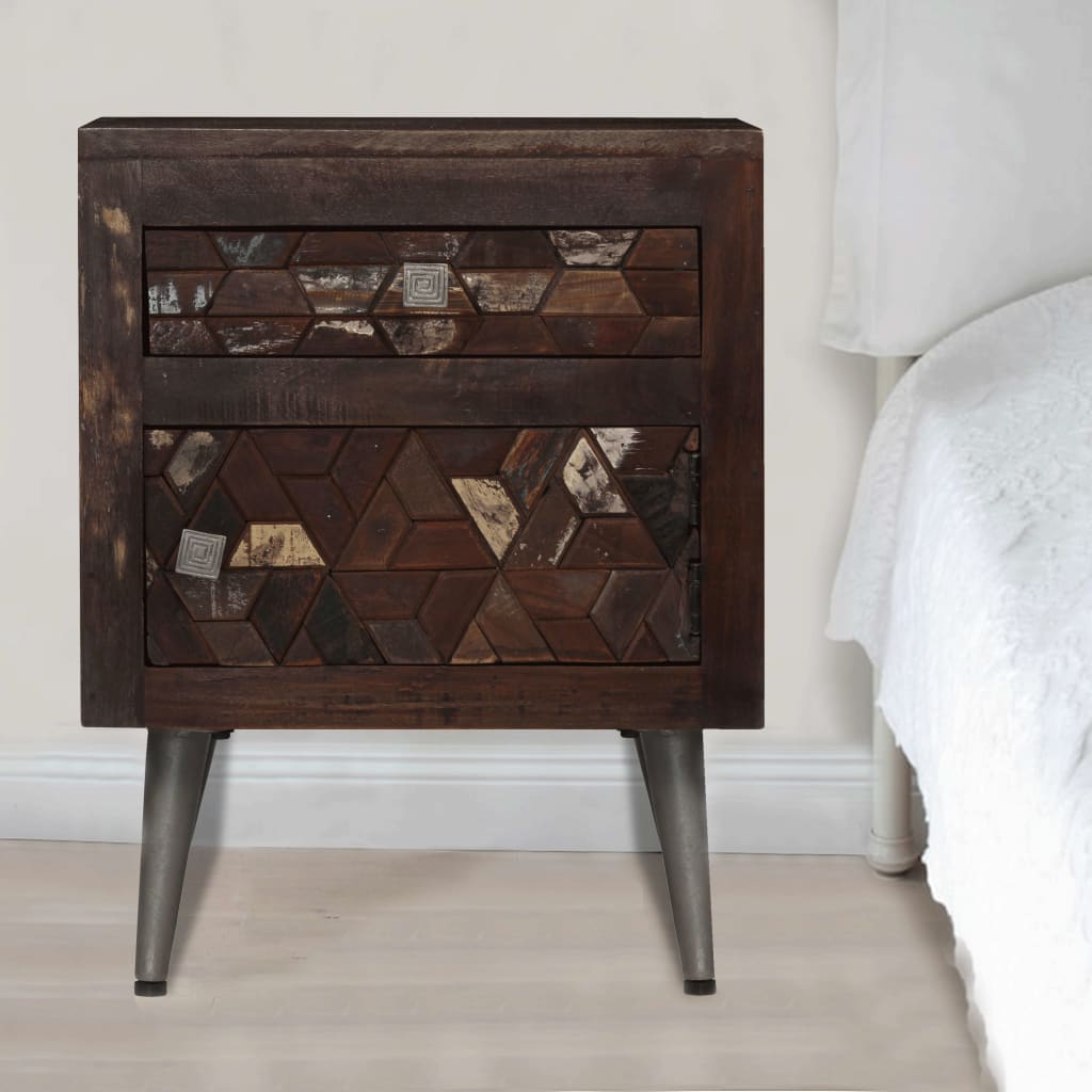 vidaXL Bedside Cabinet Solid Reclaimed Wood 15.7"x11.8"x19.6"