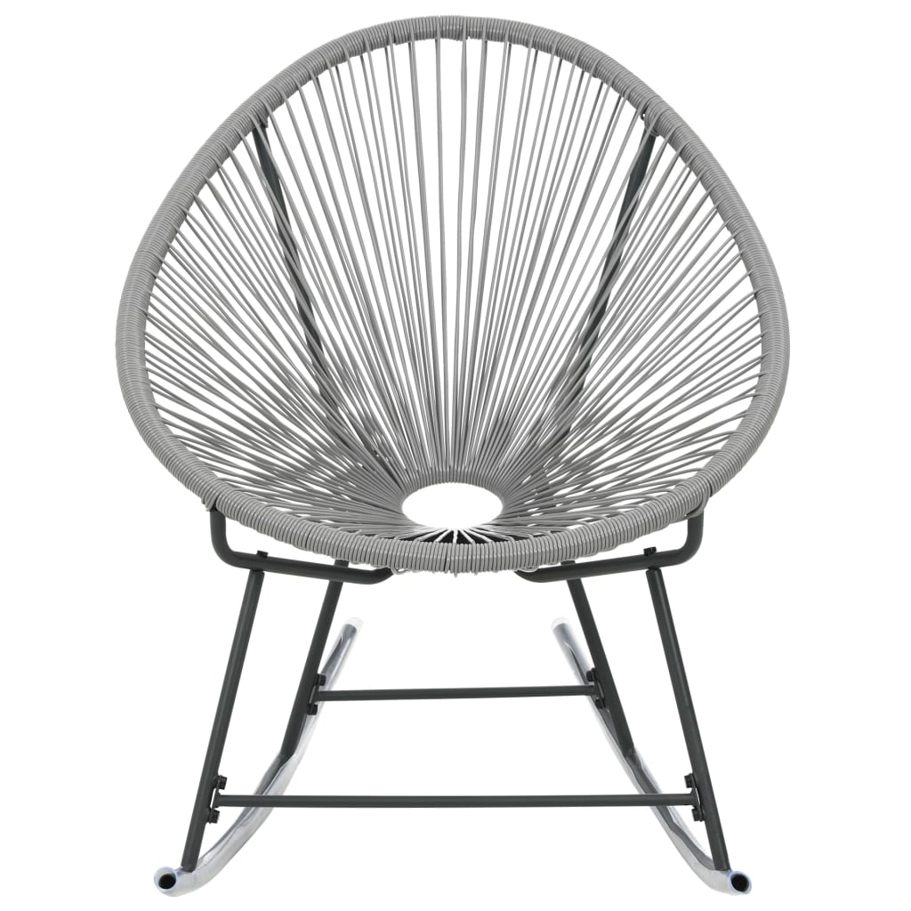 vidaXL Outdoor Rocking Moon Chair Gray Poly Rattan