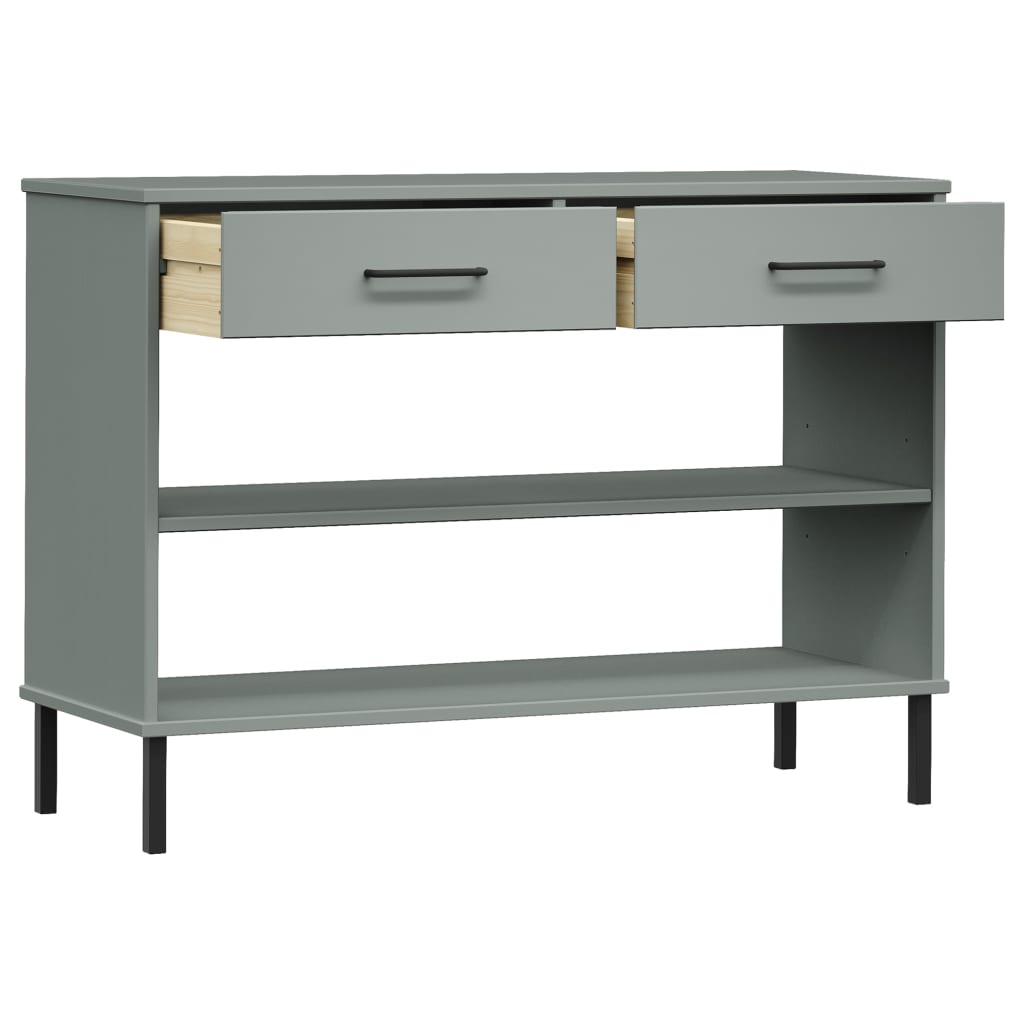 vidaXL Console Cabinet with Metal Legs Gray Solid Wood Pine OSLO