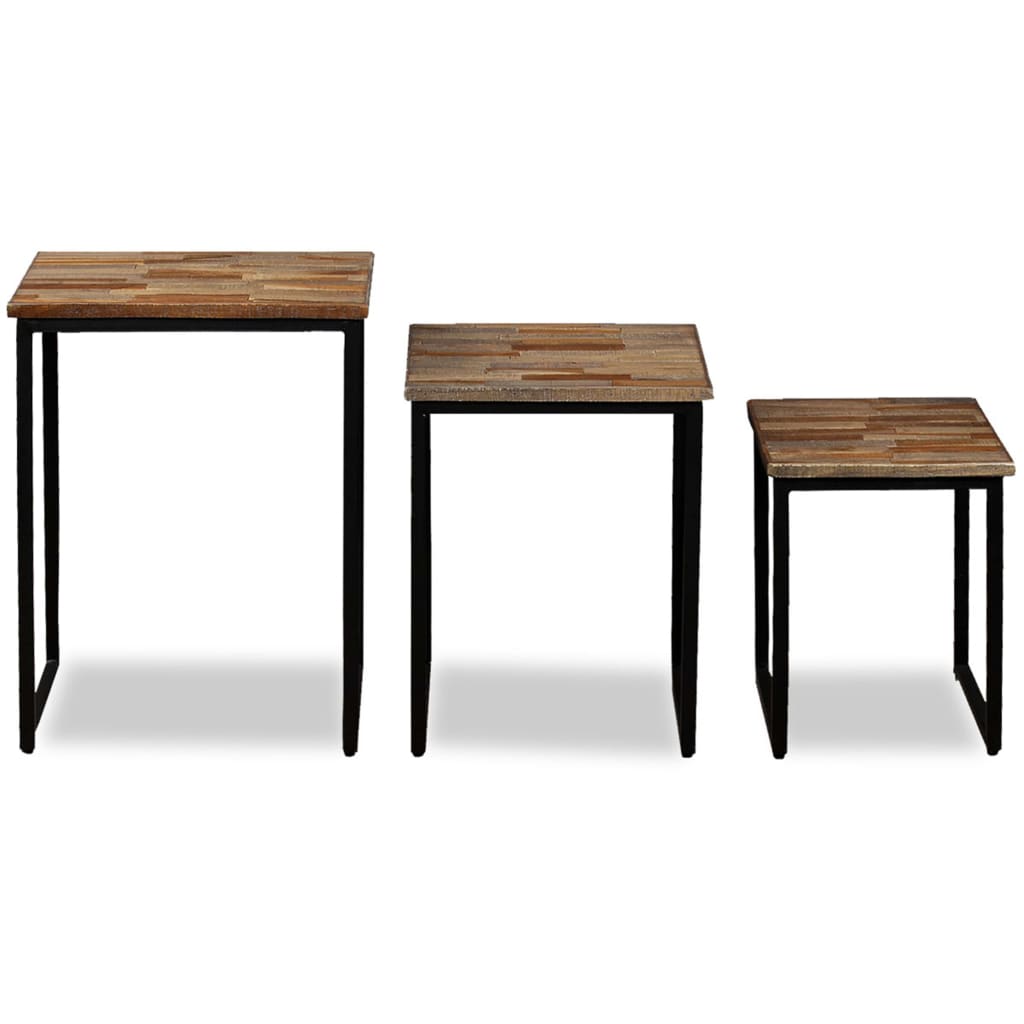 vidaXL Nesting Coffee Table Set 3 Pieces Solid Reclaimed Teak | vidaXL.com