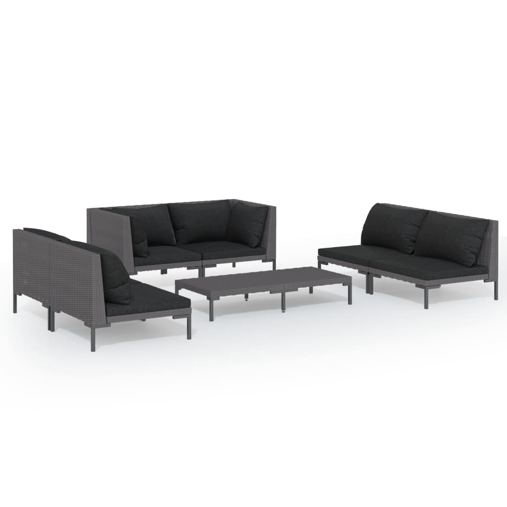 Ban Gehoorzaam smal vidaXL 7 Piece Patio Lounge Set with Cushions Poly Rattan Dark Gray | vidaXL .com
