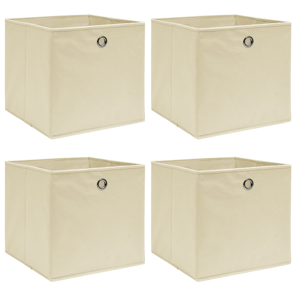 vidaXL Storage Boxes 4 pcs Cream 12.6"x12.6"x12.6" Fabric
