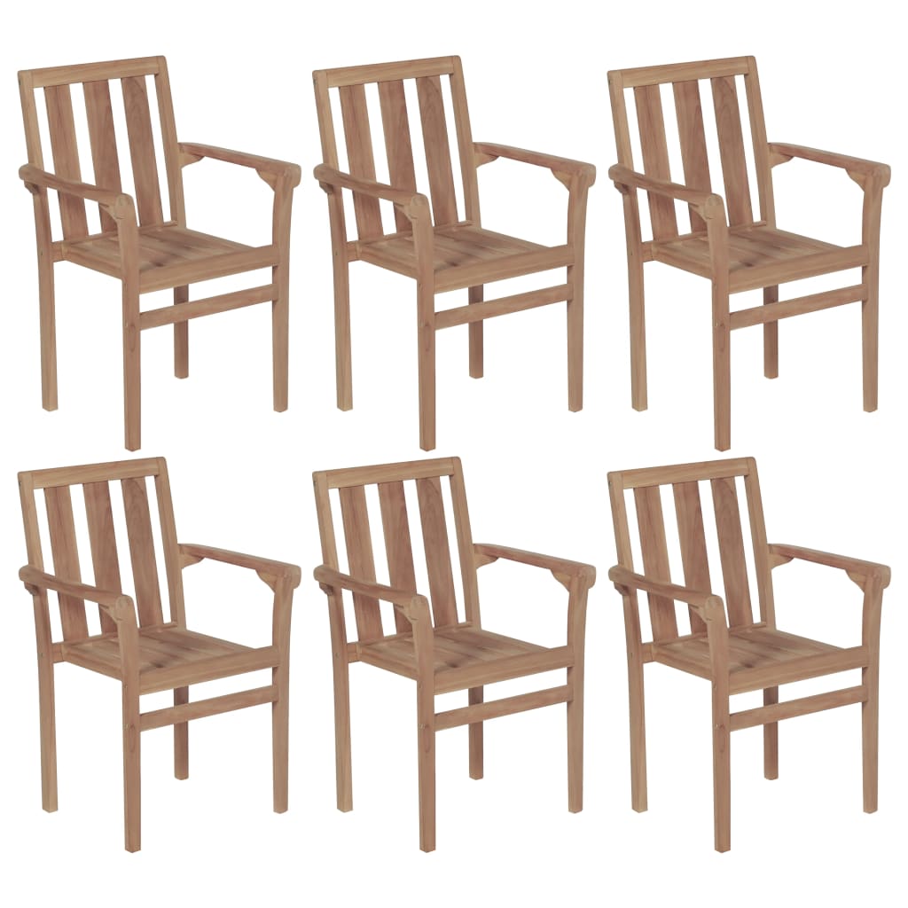 vidaXL Stackable Patio Chairs 6 pcs Solid Teak Wood