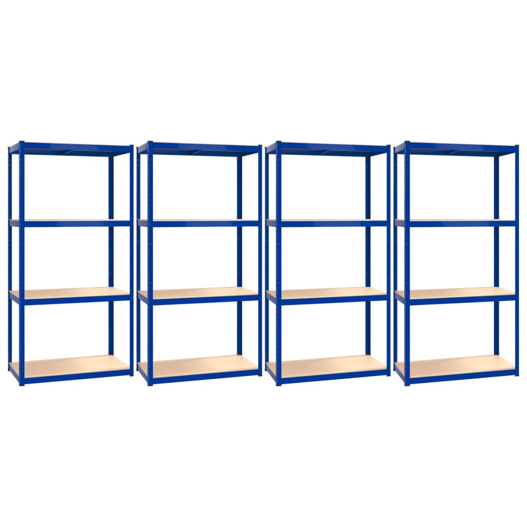 vidaXL 4-Layer Shelves 4 pcs Blue Steel&Engineered Wood