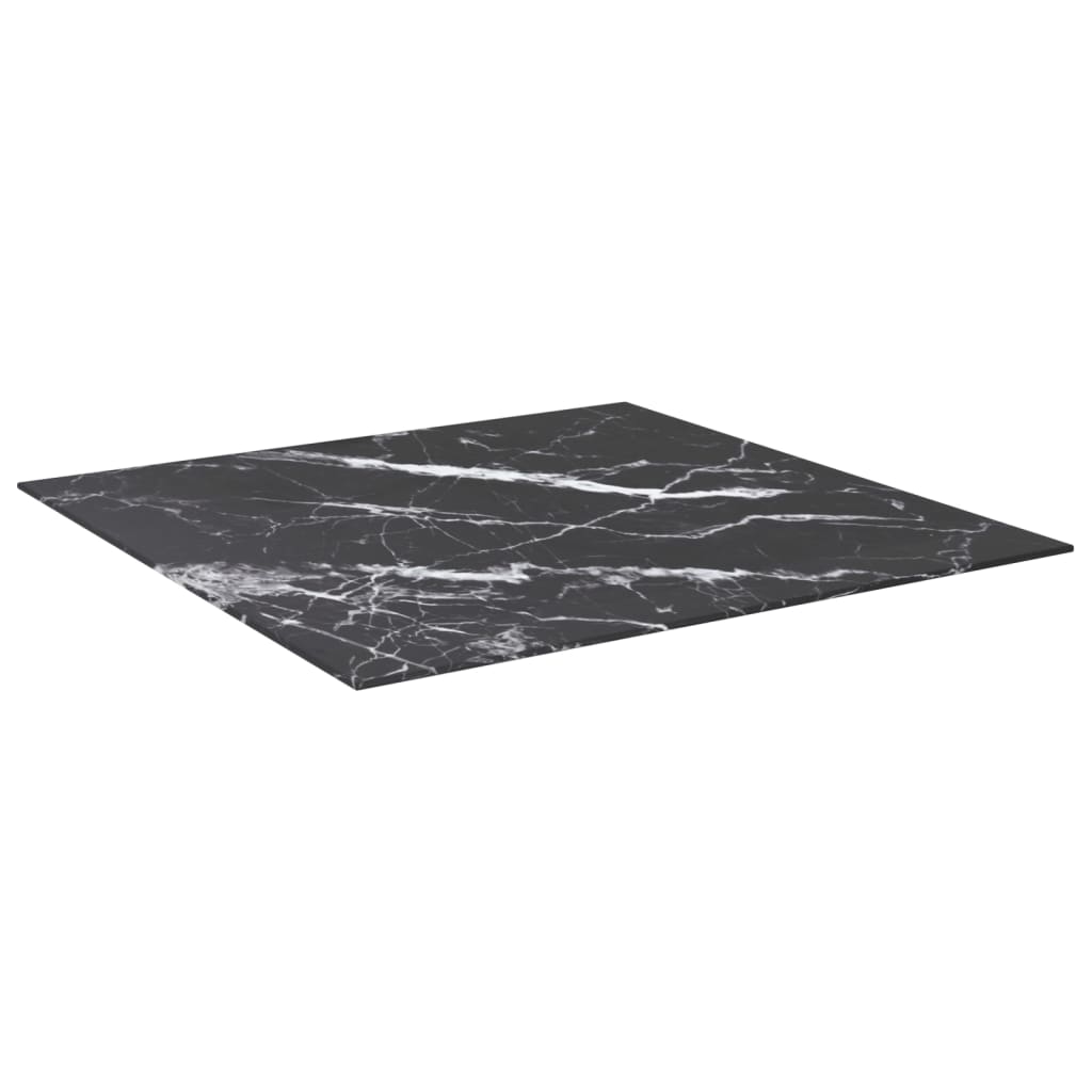 vidaXL Table Top Black 31.5"x31.5" 0.2" Tempered Glass with Marble Design