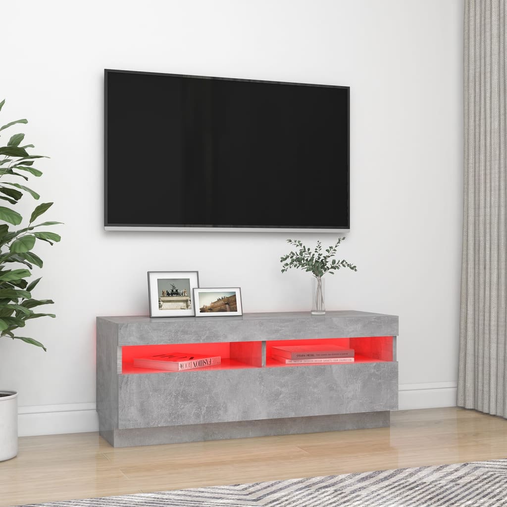 vidaXL TV Stand with LED Lights Concrete Gray 39.4"x13.8"x15.7"