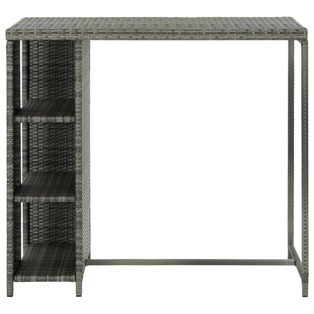 vidaXL Bar Table with Storage Rack Gray 47.2"x23.6"x43.3" Poly Rattan