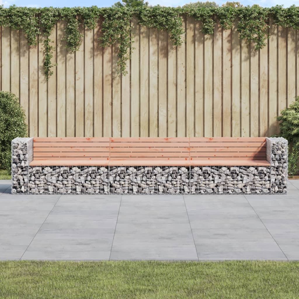 vidaXL Patio Bench Gabion Design 136.6"x28"x25.8" Solid Wood Douglas