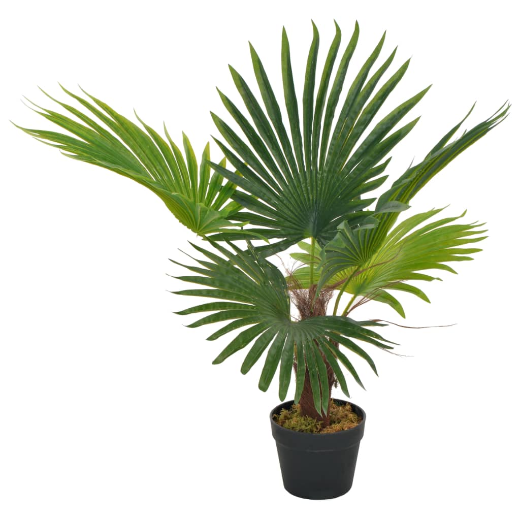 vidaXL Artificial Plant Palm with Pot Green 27.6"