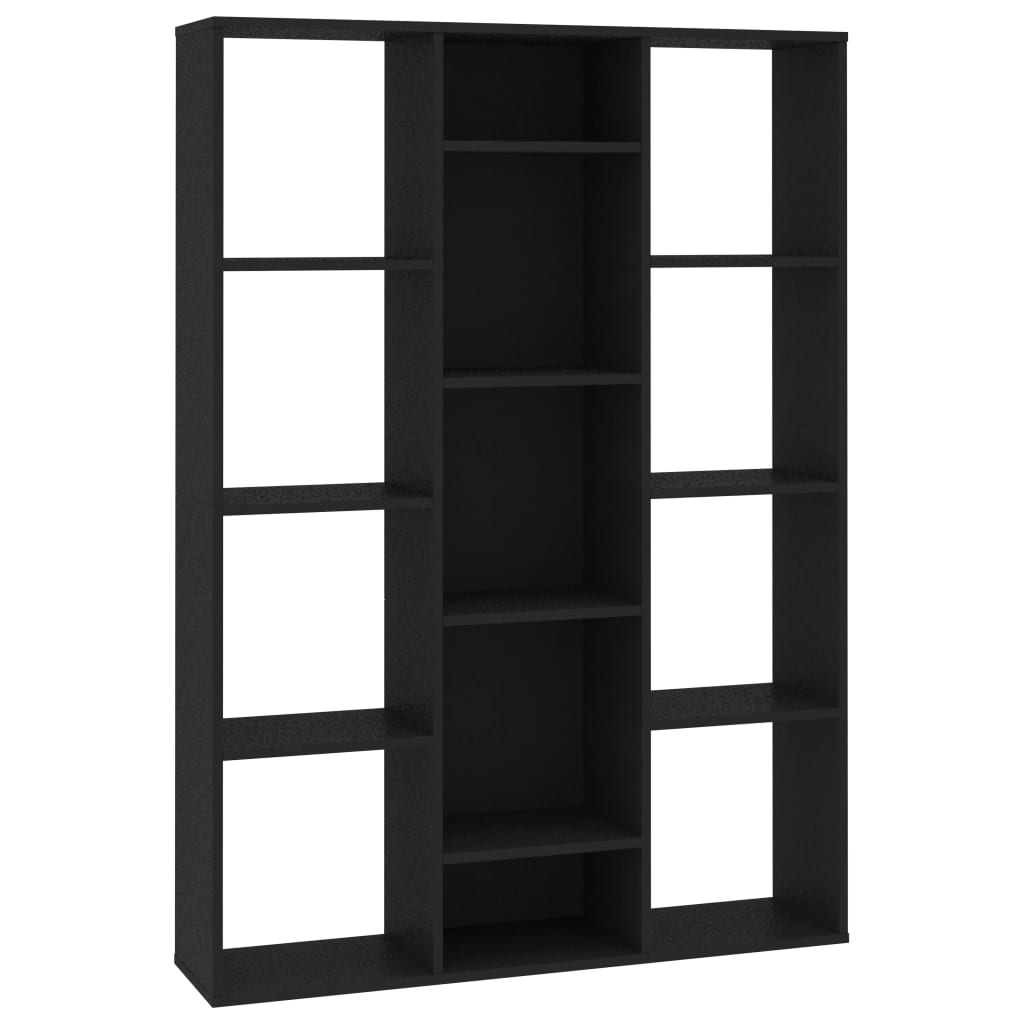 vidaXL Room Divider/Book Cabinet Black 39.4"x9.4"x55.1" Engineered Wood