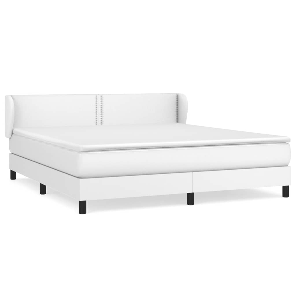 vidaXL Box Spring Bed with Mattress White California King Faux Leather