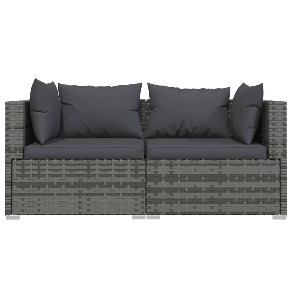 vidaXL Patio Furniture Set 3 Piece with Cushions Gray Poly Rattan