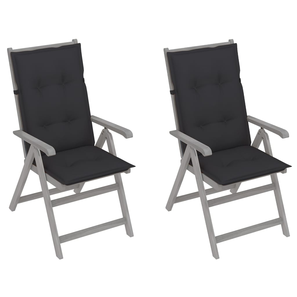 vidaXL Patio Reclining Chairs 2 pcs with Cushions Solid Acacia Wood