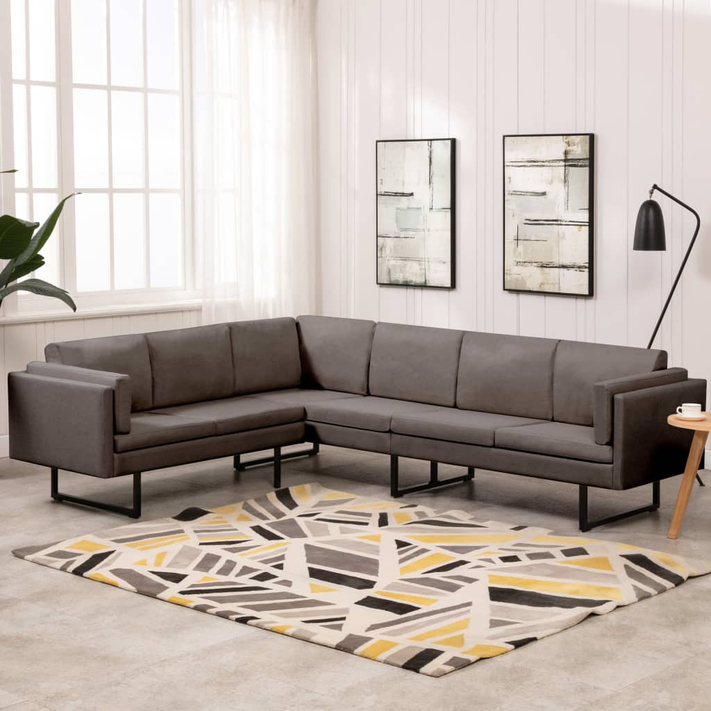 vidaXL Corner Sofa Taupe Fabric