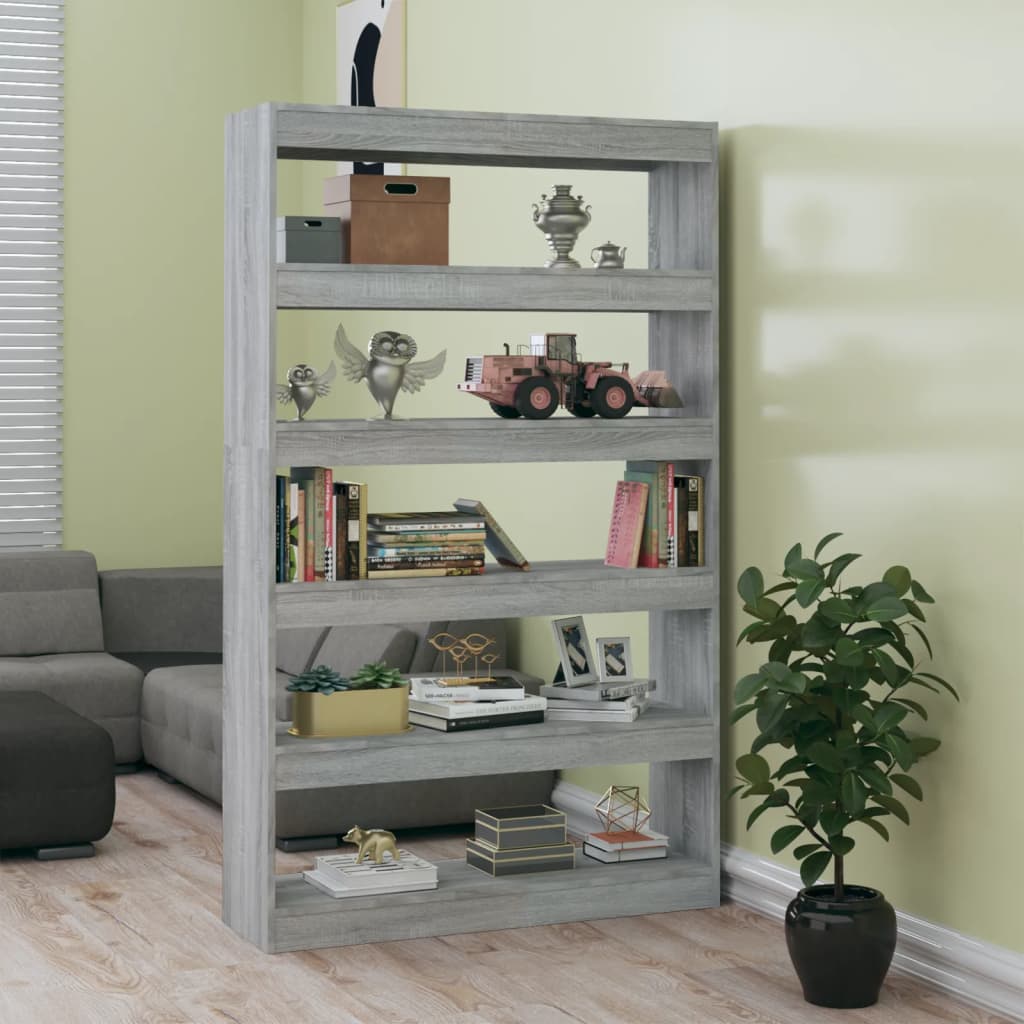 vidaXL Book Cabinet/Room Divider Gray Sonoma 39.4"x11.8"x65.4"